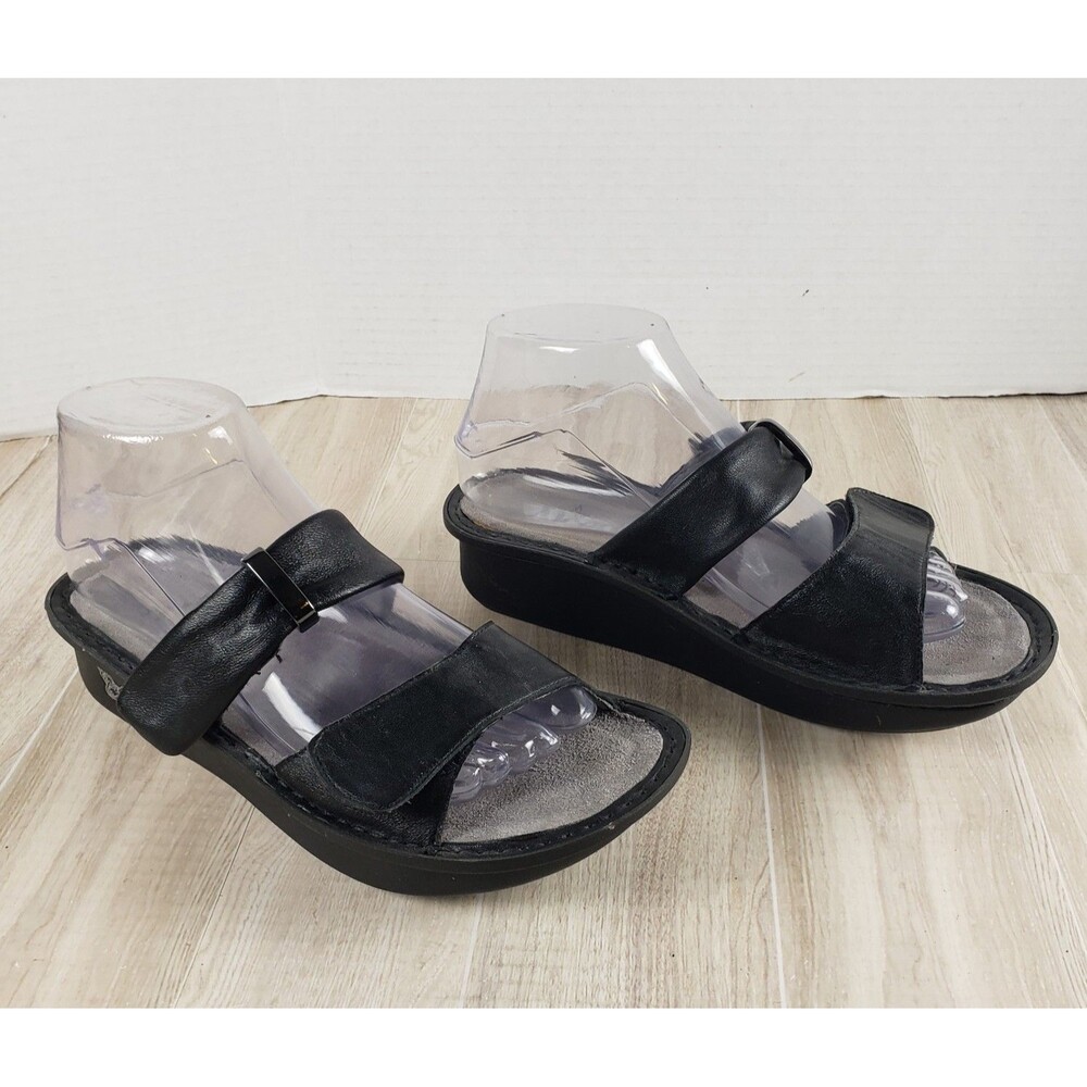 Alegria Womens Karmen 11 Slide On Black Leather Comfort Sandals Sz 8